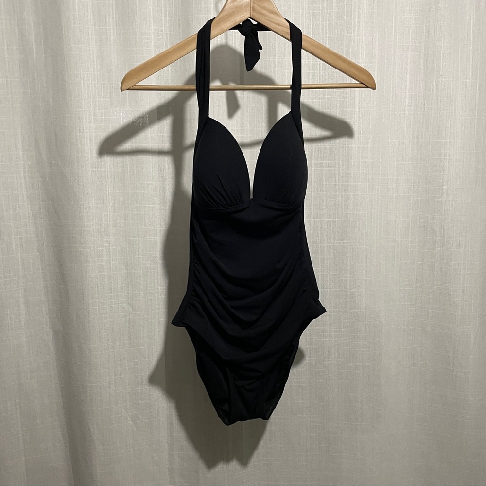 Jets, Chic Black Halter One-Piece Swimsuit size US 8
